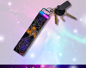 Neon Tarot Wristlet Key Strap, Wristlet Keychain, Keychain FOB, Key Wristlet, Hands-Free Keychain, Witchy Keychain, Spooky Vibes Keychain