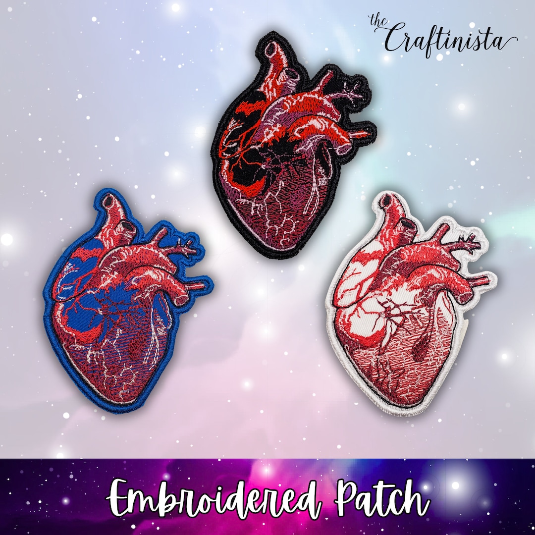 Anatomical Heart Patch Heart Patch Heart Patches Iron On Etsy