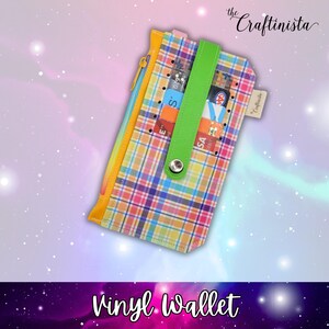 Rainbow Plaid Slim Wallet, Purse Pal Wallet, Minimal Wallet, Zipper Wallet, Wristlet Wallet, 6 Card Slot Wallet, Colourful Vinyl Wallet
