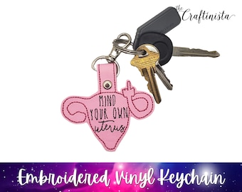 Mind Your Own Uterus Key Tag, Uterus Art, Feminist Keyring, Activist Key Chain, My Uterus My Choice, Snarky Keychain, Feminist Gift, Bag Tag