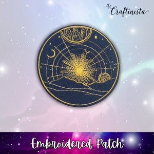 Celestial Skies Patch, Iron On Patch, Embroidered Patch, Space Patch, Environmental Patch, Space Lover Gift, Bag Patch, Solar System Patch