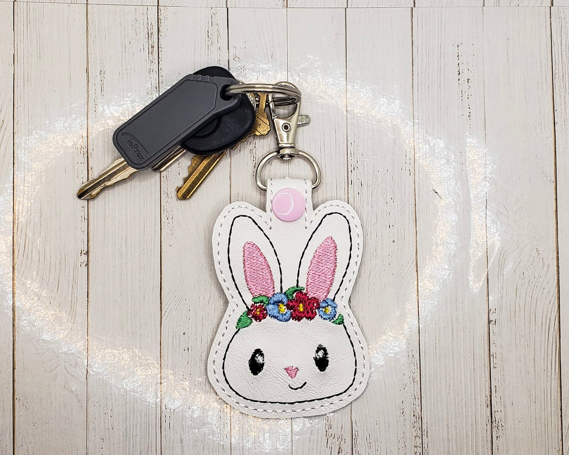 Bunny Keychain Bunny Keyring Floral Bunny Floral Key Chain Etsy UK