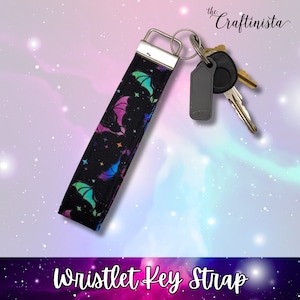 Bats Wristlet Key Fob, Wristlet Keychain, Keychain Fob, Wristlet for Keys, Hands-Free Keychain, Goth Gifts, Bat Lover Gifts,