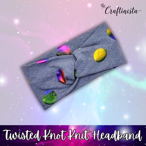 Foil Rainbow Dots Twisted Knit Headband, Stretch Headband, Workout Headband, Stretchy Headband, Turban Headband, Nurse Headband,