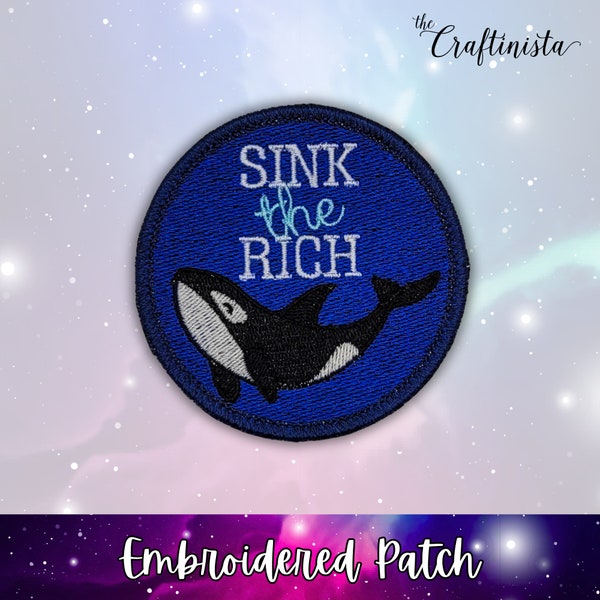 Sink the Rich Patch, Team Orca Patch, Orca Wars, Battle Jacket Patch, Socialist Patch, Punk Badge, Killer Whale Patch, Whale Lover Gift,