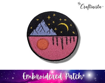 Night Over Day Patch, Embroidered Patch, Iron On Patch, Landscape Patch, Environmental Patch, Nature Lover Gift, Activist Patch, Hat Patch