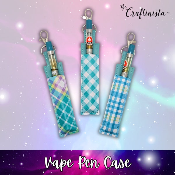 Teal Plaid Vape Pen Holder, Pen Case, E-Cig Case, Vape Lanyard, Festival Lanyard, Vape Holder, Pen Keychain, Pen Clasp, Stoner Gift,