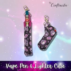 Roses & Skulls Vape Pen and Lighter Holder, Vape Case, Stoner Gift Set, Lighter Case, Vape Lanyard, 420 Gift, Lighter Lanyard, Groomsmen Set