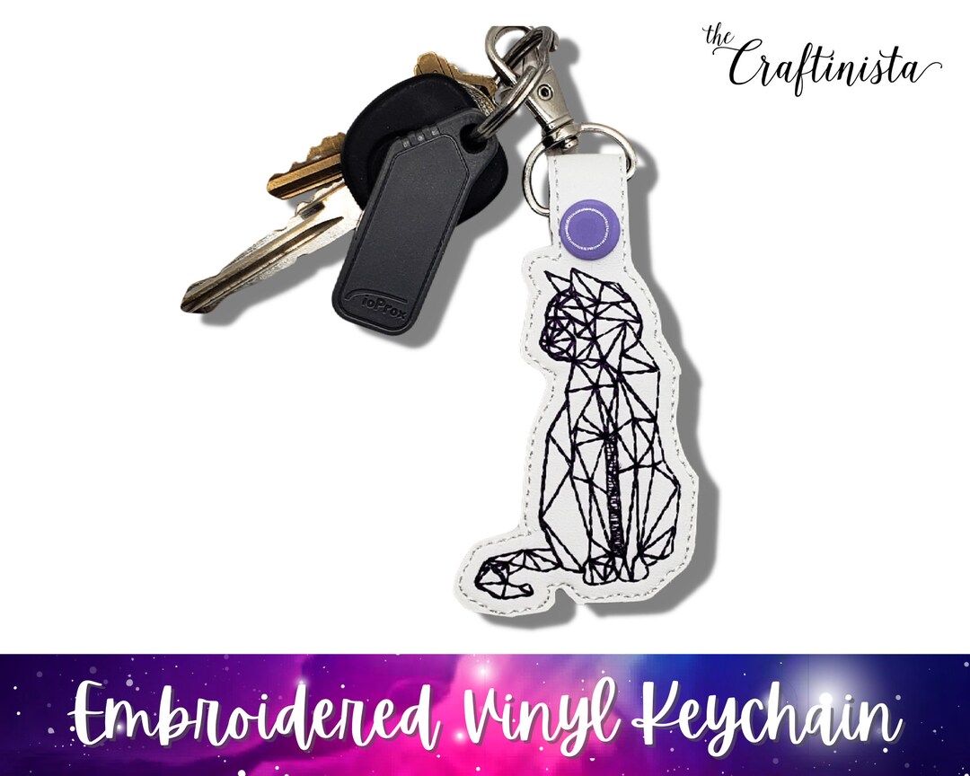 Cat Keychain Embroidered Keychain Bag Charm Cat Key FOB Etsy