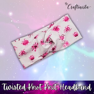 Pink Insects Headband, Stretch Headband, Twist Headband, Yoga Headband Twist, Lightweight Headband, Super Soft Headband, Gift for Gardener