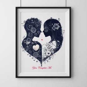 You Complete Me The Harmony of Logic and Emotion, een digitaal cadeau voor hem of haar, stel