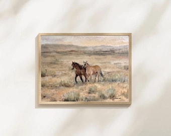 Impresión de pintura de caballo salvaje corriendo