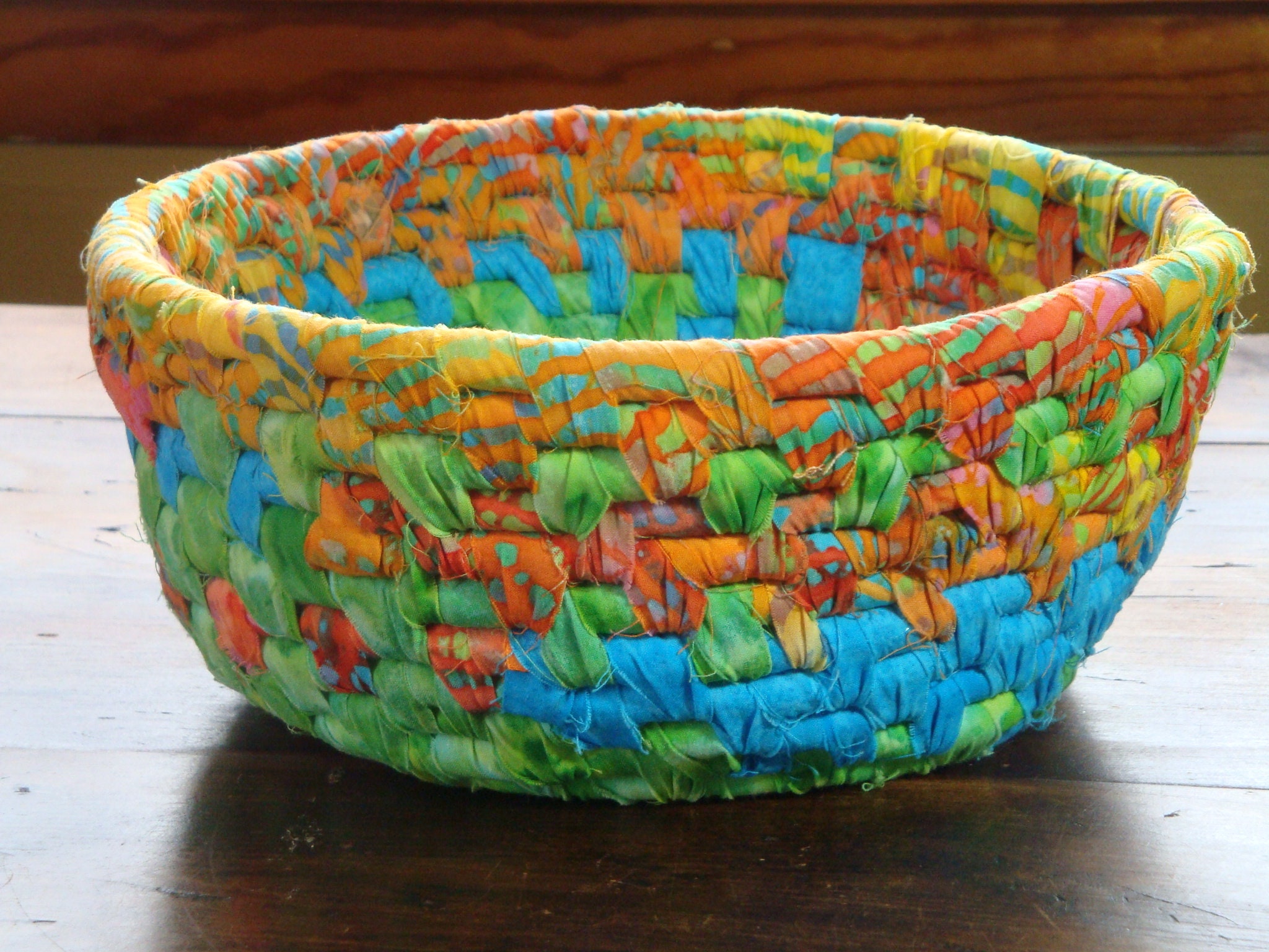 5 Large simple RAG BASKETS Plain handwoven cloth bowls. Etsy