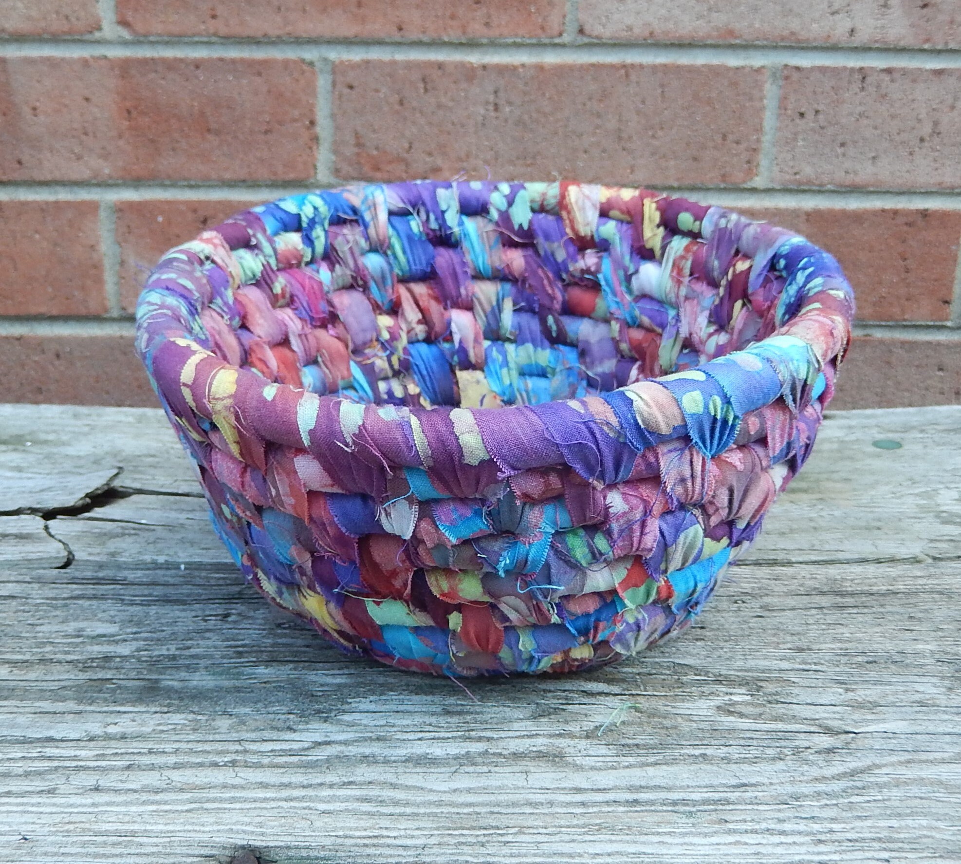 5 Large simple RAG BASKETS Plain handwoven cloth bowls. Etsy