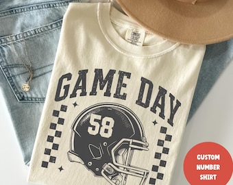 Camiseta personalizada para el día del partido, camiseta de la temporada de fútbol, fútbol americano de secundaria, número de casco de fútbol personalizado, número personalizado para mamá de fútbol americano