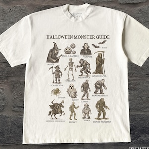 Comfort Colors® Halloween Monster Guide Shirt, Monster Lover Shirt, 90&#39;s Monster Guide, Retro Vintage Monster Shirt, Y2k Monster Halloween