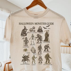 Comfort Colors® Halloween Monster Guide Shirt, Monster Lover Shirt, 90&#39;s Monster Guide, Retro Vintage Monster Shirt, Y2k Monster Halloween