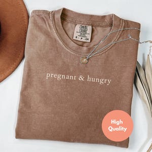 Koszulka w ciąży i głodna, zabawna koszulka ciążowa, prezent dla żony w ciąży, prezent na baby shower, słodka koszulka ciążowa, prosta koszulka ciążowa