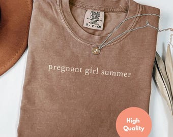 Pregnant Girl Summer Shirt, Comfort Colors Beach Pregnancy Announcement T-shirt, Pregnancy Reveal Tee, Baby Shower Gift, Mom Shirt