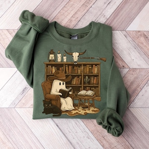 Comfort Colors® Country Ghost Scene Shirt, Halloween Country Ghost Sweatshirt, Cowboy Ghost Shirt, Western Halloween Shirt, Fall Western