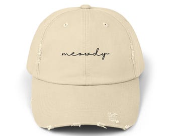 Meowdy Cat Dad Hat: Embroidered Distressed Baseball Cap