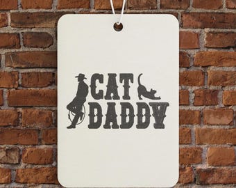 Cat Daddy Car Air Freshener: Western Cowboy Cat Dad Gift