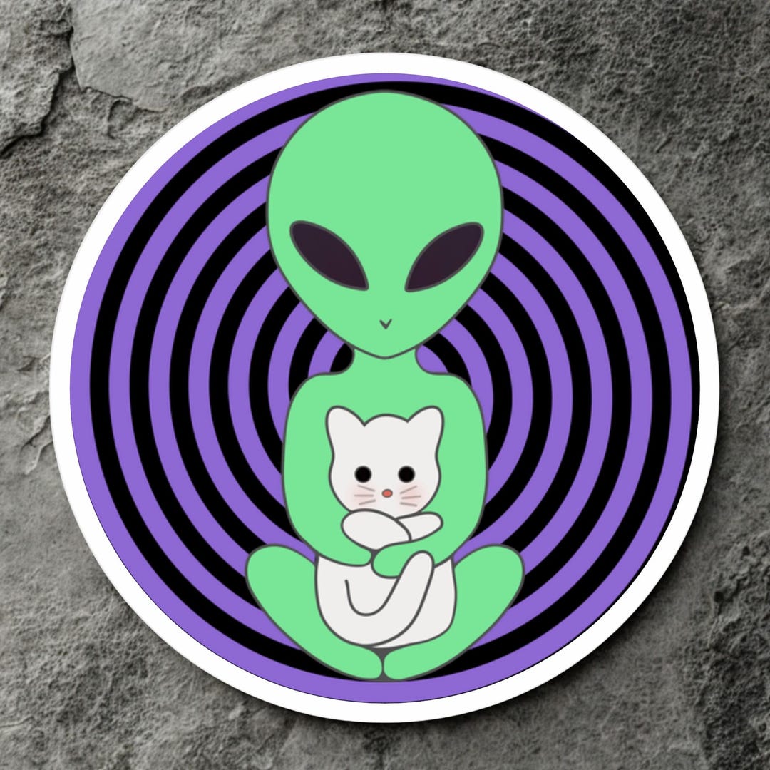 Alien Cat Sticker – Waterproof Vinyl Decal, Kawaii Space Art - Etsy