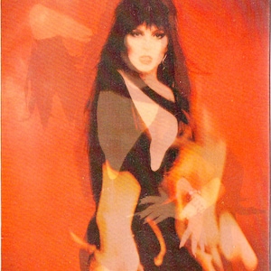Elvira-Mistress of the Dark-Seltene 1982 3-D Postkarte 4 x 6 inch-Horror/BMovie/GothQueen/LGTBQ/ SexyVampire-Siehe Video!