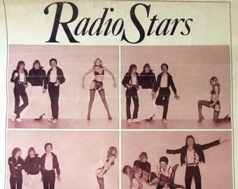 Radio Stars-Rare 1977 Poster 15" x 20" 'Dirty Pictures' pics of band & sexy model-Proto Punk, Glam, New Wave, T-Rex, Sparks, JET