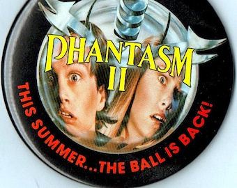 Vintage 1988 Phantasam 2 Button/pin Large 4" Movie Promo item-Horror-Sci-Fi-Halloween "This summer, The Balls are back"! Button Badge Pin
