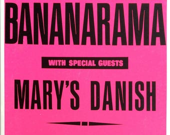 BANANARAMA/MARY'S DANISH-1980's boxing style Concert poster-15X22 inches-New Old Stock-Los Angeles-Purpe/Pink/Black-mtv-New Wave/Indy
