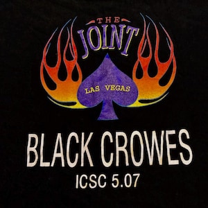 Black Crowes-Rare mid 2000s concert T-shirt from Hard Rock Hotel & Casino, Las Vegas-Black SZ LRG. Stones/Faces/Led Zep/USA ClassicRock