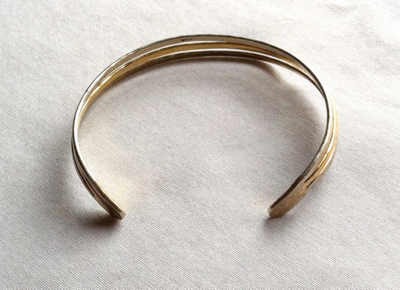 Vintage Sterling Silver & Gold 3 rail Women's Cuf… - image 2