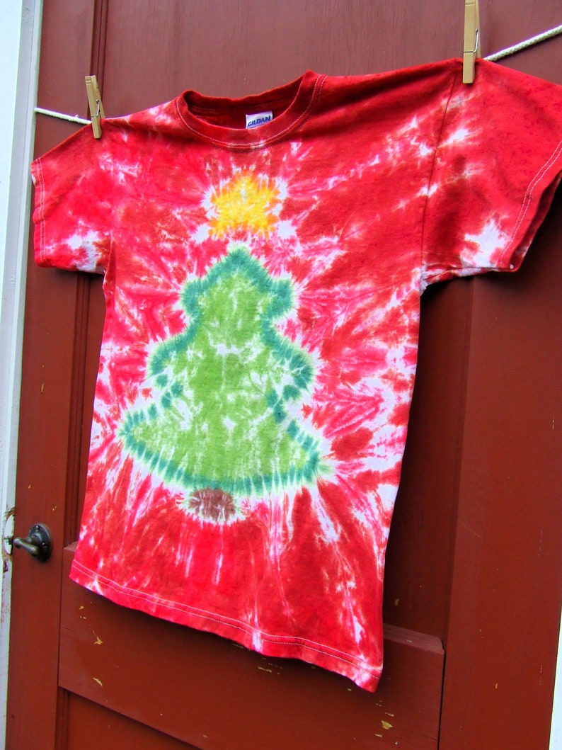 Christmas Tree Tie Dye Tshirt Made to Order Candy Red Etsy