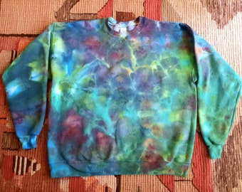 XL Tie Dye Ice Dyed Crewneck Sweatshirt - Super Soft Hanes EcoSmart - Made from recycled bottles
