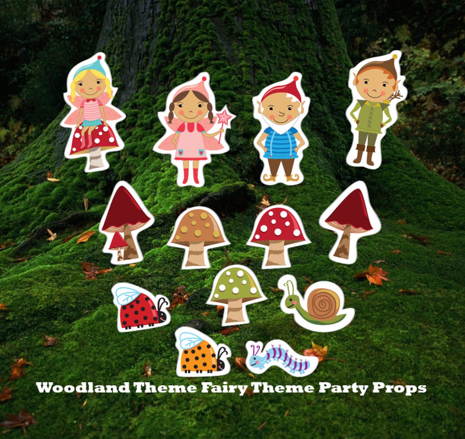 Printable Woodland Fairy Party photo booth props fairy elf | Etsy