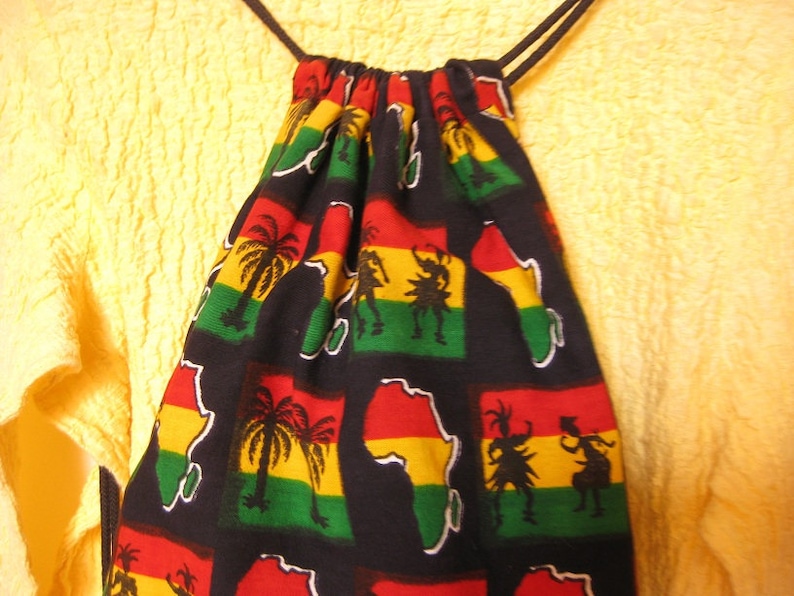 gift for friend SMALL HIPPIE backpack unisex accessories festival backpack shoe bag Rasta drawstring backpack
