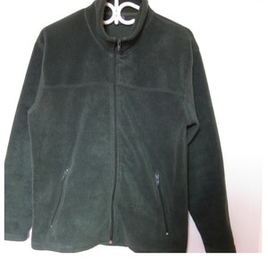 Vintage 90s Forest Green Fleece Jacket - Full Zip Front Fleece Top -  Camping Trekking Clothing - Men&#39;s SMALL