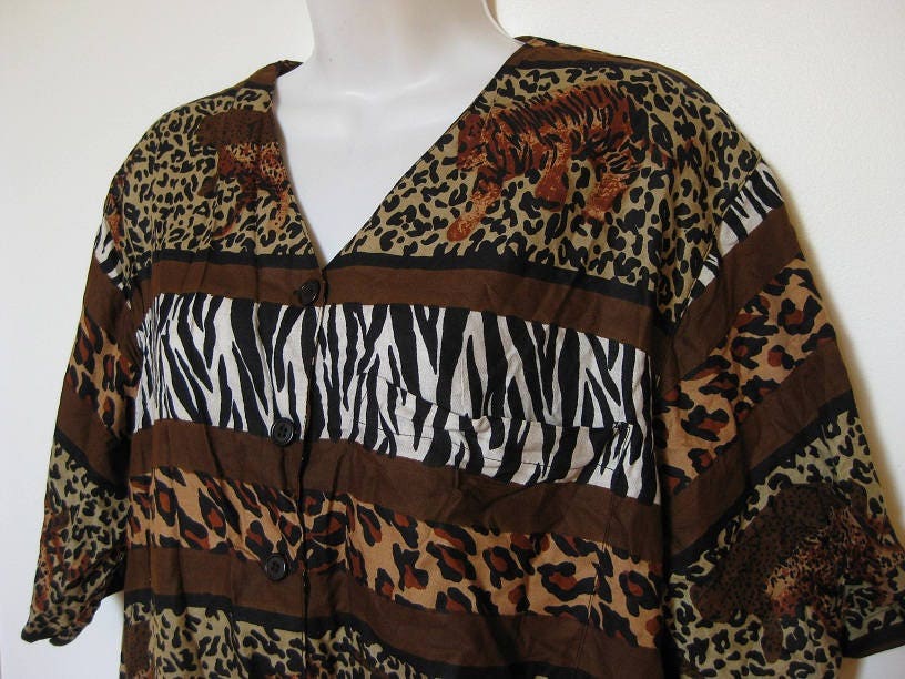 90's Leopard Animal Print Short Sleeve Blouse BOHO - Etsy Canada