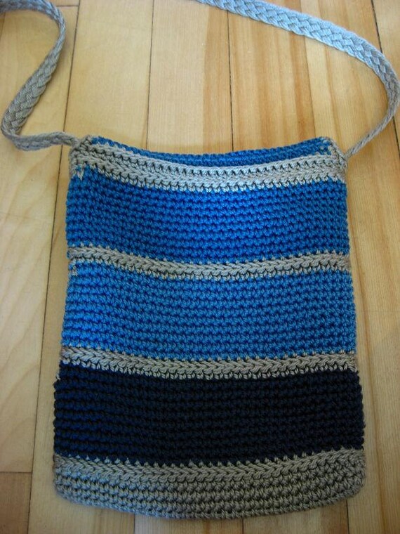 SMALL MINI blue striped crochet purse - 90s vinta… - image 4