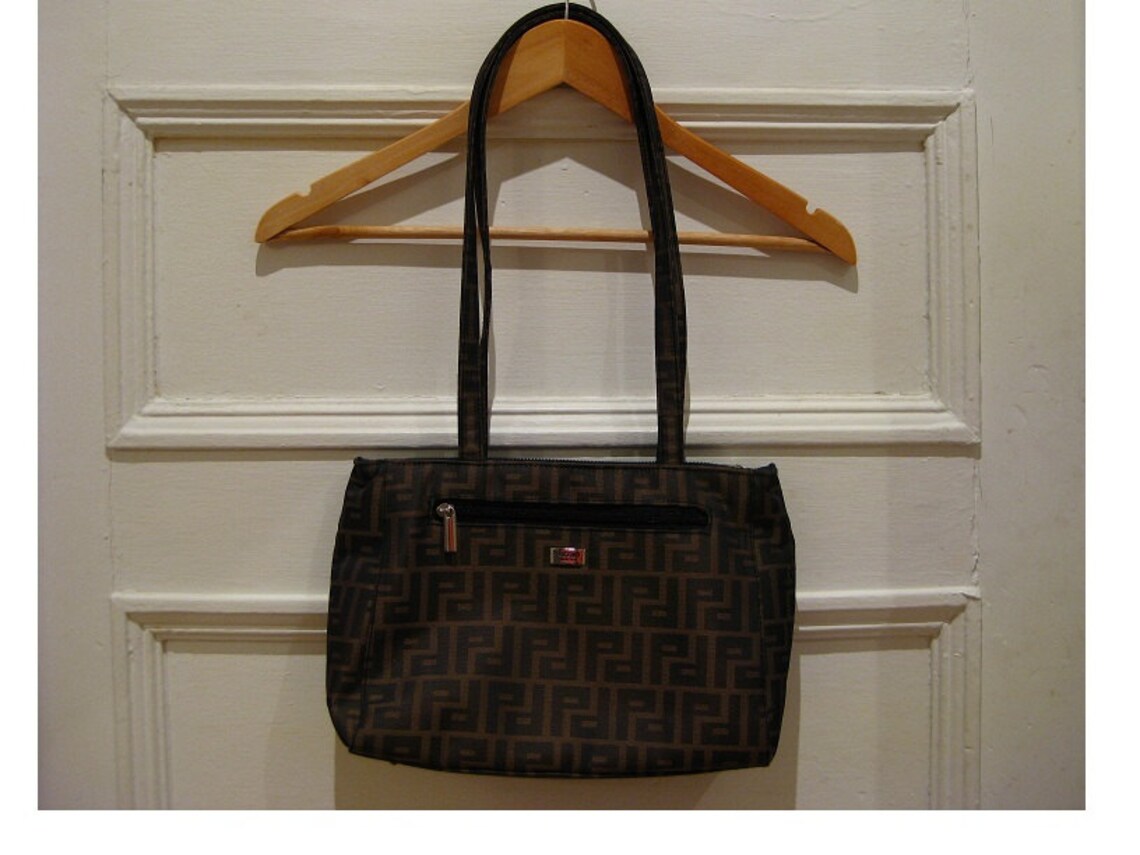 90s initial purse brown black shoulder bag retro hipster Etsy