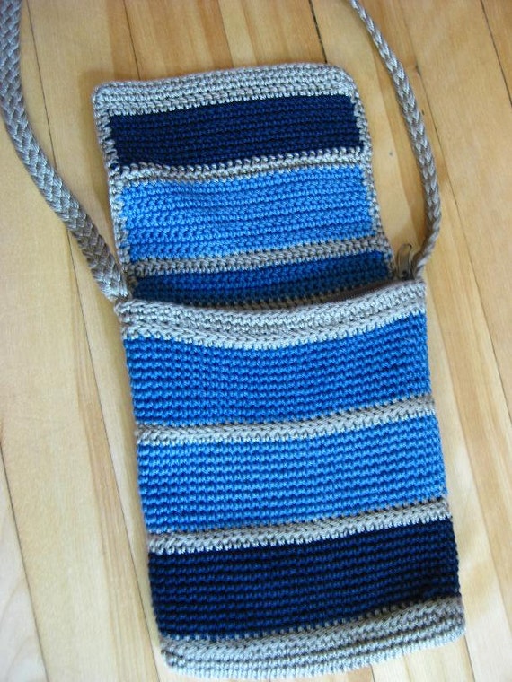 SMALL MINI blue striped crochet purse - 90s vinta… - image 5