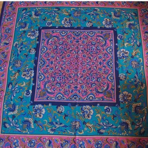 Vintage 80&#39;s Colorful Floral Square Shape Neck Scarf - BOHO HIPPIE Shawl - Gift for Mom