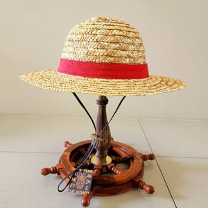 NEW MONKEY ANIME Large One Piece Luffy Straw hat for Adults - for cosplay or everyday wear - with Drawstring and wooden toggle