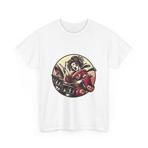 Geisha Drums Hard Rock Unisex Heavy Cotton Tee, Japanese Musician T-shirt, Rock and Roll Shirt, Drumming Gift, Geisha Art Apparel