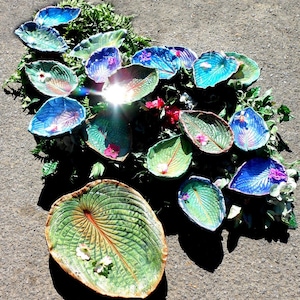 Bird feeder / Bird bath Sets - 12 leaf CUSTOM COLOR SET - each leaf about 5x8&quot; large, choose metallic or natural (or mixed) colors.