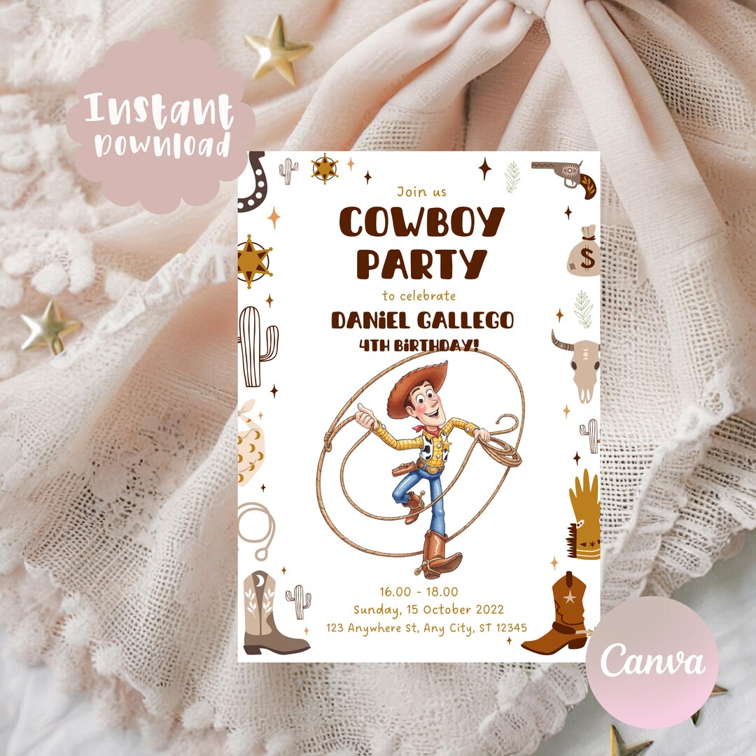 Woody First Rodeo Invite Woody Round up Invitation | Cowboy Party Invite (digital Download) - Etsy