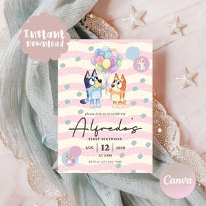 Bluey Birthday Invitation | Pastel Party Invite (Digital Download)