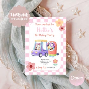 Bluey Birthday Invitation | Pastel here comes the grannies Party Invite (Digital Download)