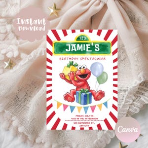 Sesame Street Inspired Birthday Invitation | Fun Bright Party Invite (Digital Download)